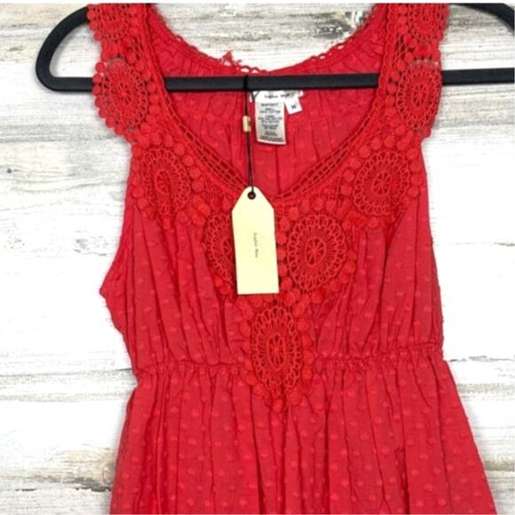 Sophie Max Women’s Medium Dark Pink Dot Cotton Boho Lightweight Mini Dress NEW - Picture 4 of 4